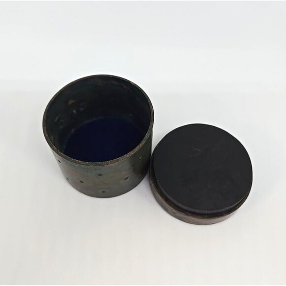 Rare Thomas Meyers Studio Mineral Metal And Glass Container Trinket Box Signed - Picture 4 of 11